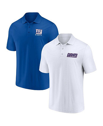 Мужской комплект из двух пар рубашек-поло Royal New York Giants Lockup белого цвета Fanatics