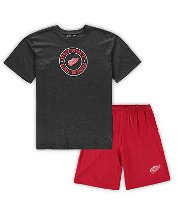 Мужской красный, темно-серый комплект из футболки и шорт для сна Detroit Red Wings Big and Tall Concepts Sport