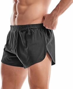 AMY COULEE Mens Lounge Shorts Workout Gym Shorts Lightweight Split Side Cotton Sleep Bottoms Amy Coulee