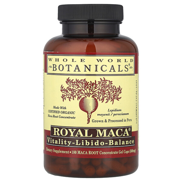 Royal Maca - 500 мг - 180 желатиновых капсул (250 мг на капсулу) - Whole World Botanicals Whole World Botanicals