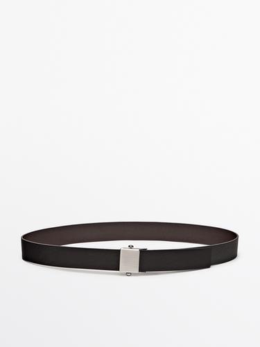 Nappa leather belt with adjustable buckle Massimo Dutti