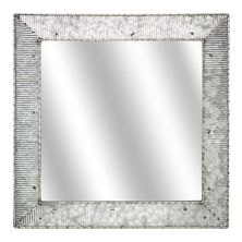 Квадратное настенное зеркало в стиле американского арт-декора с оцинковкой и туалетным столиком American Art Décor