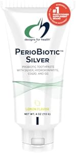 Designs for Health PerioBiotic Silver Hydroxyapatite Toothpaste - Fluoride Free Toothpaste with Oral Probiotics with Whitening Hydroxyapatite - Supports Gum Health & Remineralization (4oz Lemon) Designs for Health