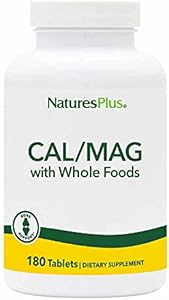 NaturesPlus Source of Life Cal/Mag Mineral Supplement- 500 mg Calcium, 250 mg Magnesium, 180 Vegetarian Tablets - Whole Food Supplement, Promotes Bone Health - Gluten-Free - 90 Servings Natures Plus