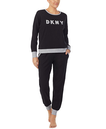 Пижамный комплект с вышитым верхом и штанами-джоггерами DKNY