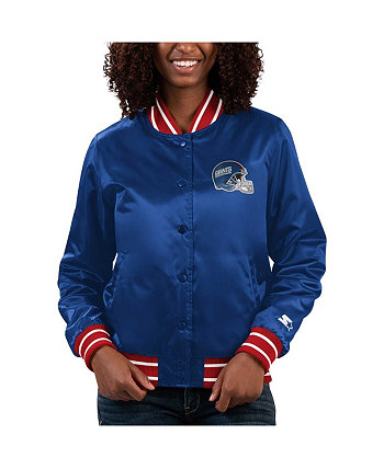 Женская атласная университетская куртка с длинными кнопками Royal New York Giants Full Count Starter