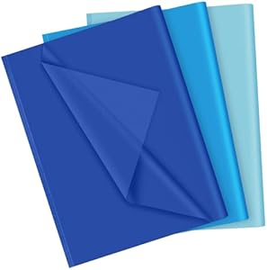 PLULON 90 Sheets Blue Tissue Paper Bulk, Tissue Paper for Gift Bags Packaging Gift Wrapping Baby Shower Bachelorette Bridal Frozen Mermaid Birthday Party Decorations Plulon