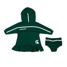 Girls Infant Colosseum Green Michigan State Spartans Winifred Hoodie Dress & Bloomer Set Colosseum