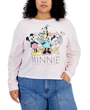 Модная футболка больших размеров с длинными рукавами и рисунком «Минни и друзья» Disney