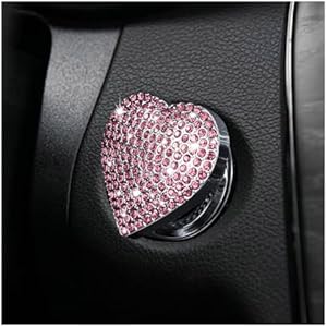 Bling Car Engine Start Button Cover, Heart Shape Push Start Button Sticker, Crystal Rhinestone Ignition Button Emblem Decal for Women Girls, Interior Decor Car Accessories (Colorful) Ohleats