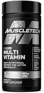 MuscleTech Platinum Multivitamin for Immune Support 18 Vitamins & Minerals Vitamins A C D E B6 B12 Daily Workout Supplements for Men 90 Ct Muscletech