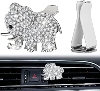 Bling Air Vent Clips, Crystal Car Air Fresheners Vent Clips Car Diffuser Vent Clip Rhinestone Diamond Car Decoration Car Interior Decor Bling Car Accessories for Women (Elephant) Gowxs