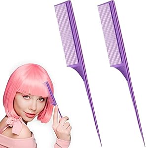 2 Pack Rat Tail Combs for Women Fine Tooth Comb Parting Tip Carbon Fiber Root Teasing Anti Static Heat Resistant Adding Volume Evening Hair Styling Leinuosen