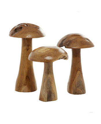 Скульптура гриба из тикового дерева, набор из 3 шт. Rosemary Lane