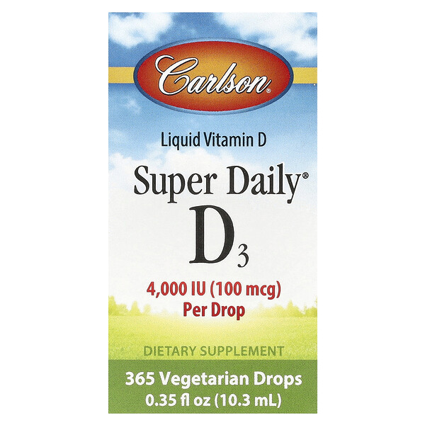 Super Daily D3, 100 мкг (4,000 МЕ), 10.3 мл - Carlson - Витамин D Carlson
