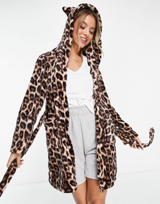 Леопардовый халат с капюшоном и ушками Loungeable Loungeable