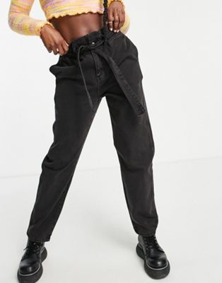 Черные выстиранные джинсы Bolongaro Trevor с бумажным мешком BOLONGARO TREVOR