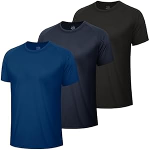 3 Pack Workout Mens Shirts - Dry Fit Causal Moisture Wicking Work Gym Athletic Short Sleeve for Basketball Running Boojo