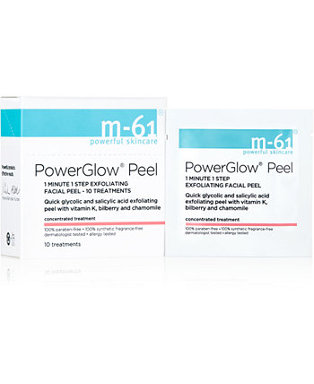 PowerGlow Peel 1-минутный одноэтапный отшелушивающий пилинг для лица - 10 процедур M-61 by Bluemercury