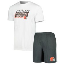 Men's Concepts Sport Charcoal/White Cleveland Browns Downfield T-Shirt & Shorts Sleep Set Unbranded