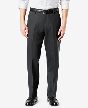Мужские брюки свободного кроя Signature Lux из хлопкового стрейч цвета хаки со складками Dockers