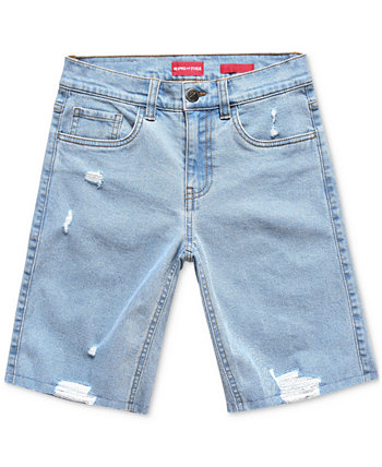 Big Boys Muse Slim-Fit Stretch Denim Shorts with Rips and Raw Hem Ring of Fire