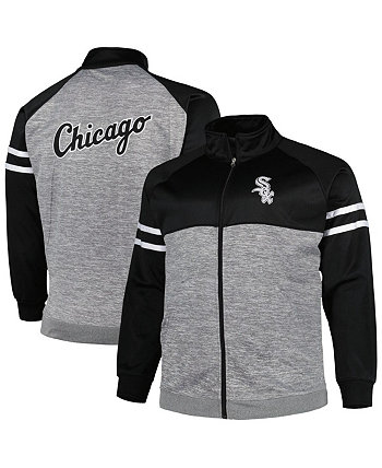 Мужская спортивная куртка с молнией во всю длину реглан черного и серого цвета Chicago White Sox Big and Tall Profile