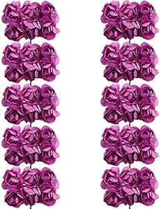 CCINEE 144pcs Mini Paper Flowers, 30mm Mulberry Paper 1.2" Artificial Rose Flower with Stem for DIY Crafts Projects Scrapbooking Wedding Decorations (Champagne) Ccinee