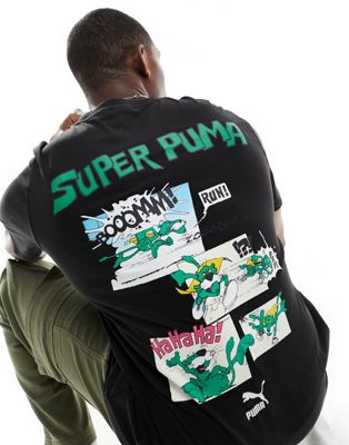 Черная футболка с графическим принтом на спине PUMA Classics Super PUMA PUMA