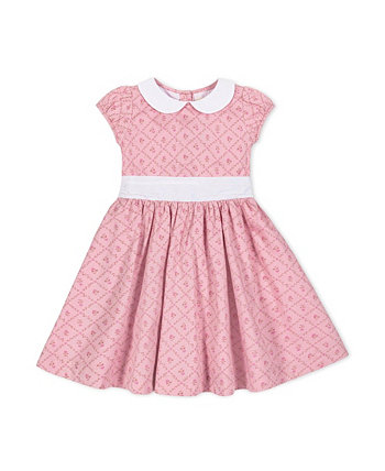 Baby Girls Organic Short Sleeve Sateen Dress with Peter Pan Collar Hope & Henry