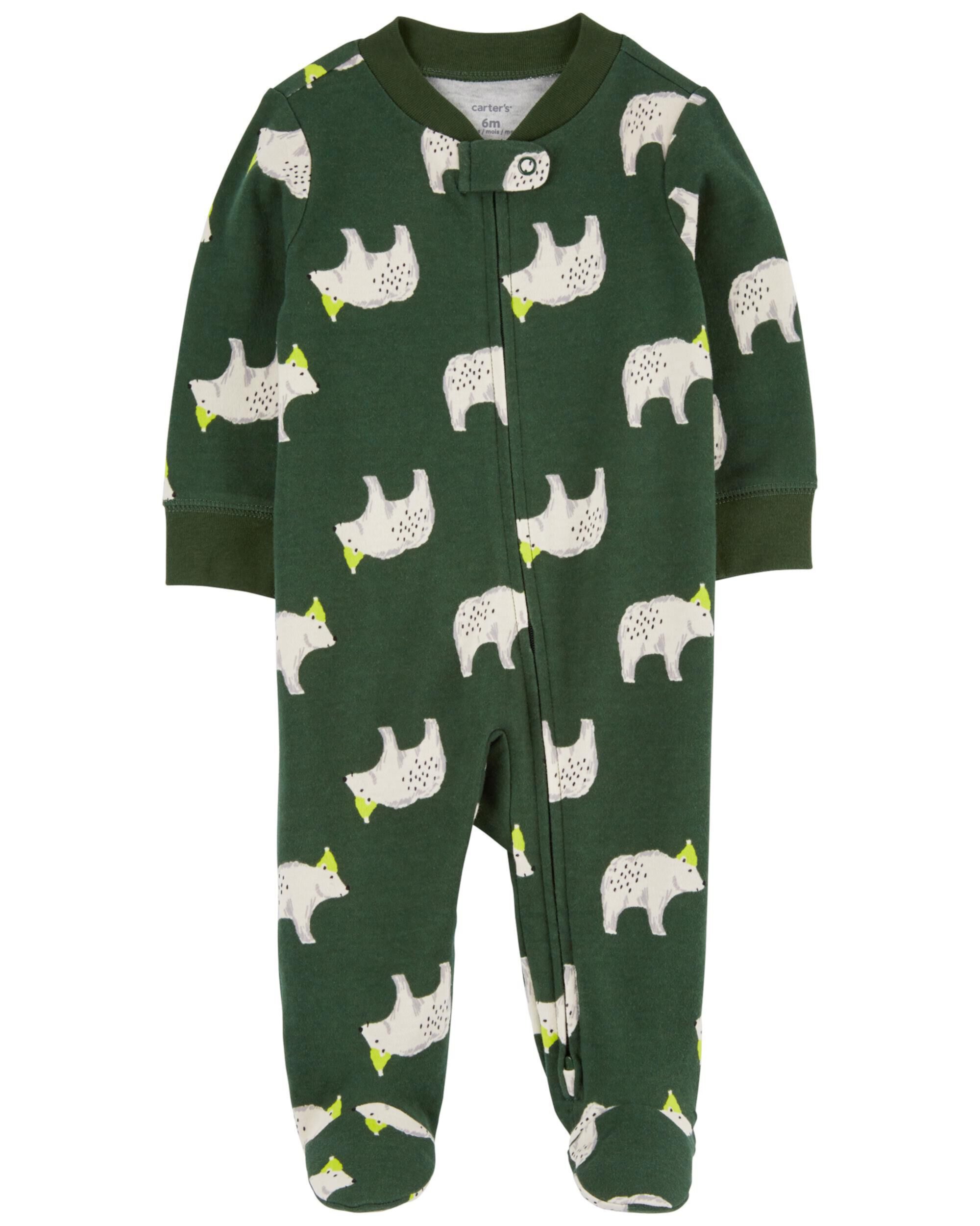 Хлопковая пижама для сна и игр с двусторонней молнией Baby Polar Bear Carter's
