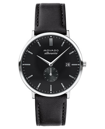 Ограниченное издание Мужские швейцарские часы серии Heritage Calendoplan с черным кожаным ремешком 40 мм, созданные для Macy's - лимитированная серия Movado