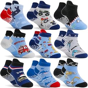 Baby Girls Boys Toddlers Grips Socks Kids Non Slip Anti Skid Ankle Cotton No Show Socks with Grippers Welwoos