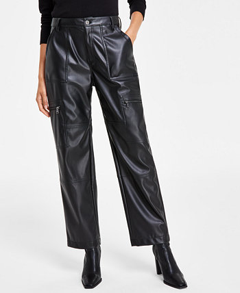 Женские брюки-карго из искусственной кожи с высокой посадкой DKNY