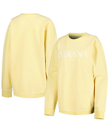 Женский желтый рваный пуловер с принтом «Индиана» и удобный вельветовый пуловер с принтом «Индиана» Pressbox