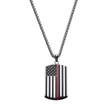 Мужское черно-красное ожерелье с подвеской в виде жетона с американским флагом Unbranded