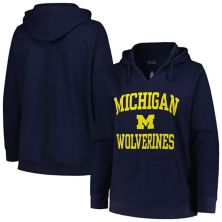 Женский пуловер темно-синего цвета Champion Michigan Wolverines размера Heart & Soul с вырезом и вырезом Champion
