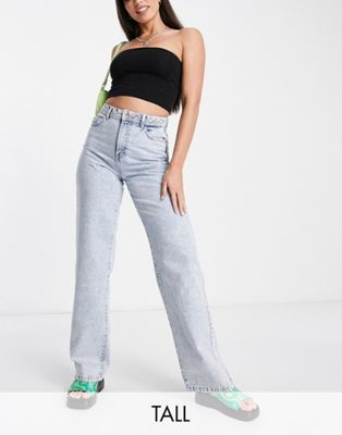 Noisy May Tall Drew high waisted wide leg jeans in light blue wash Noisy May Tall