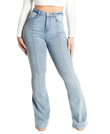 Juniors' Seam-Front Flare-Leg High-Rise Jeans Dollhouse