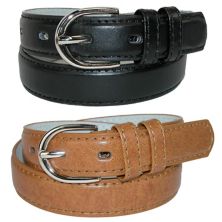 Ctm Kid's Basic Leather Dress Belt (pack Of 2 Colors) CTM