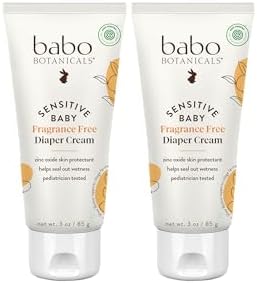 Babo Botanicals Sensitive Baby Fragrance-Free Diaper Cream - 25% Natural Zinc Oxide - Calendula, Shea & Cocoa Butter - EWG Verified - Vegan- from Birth Babo Botanicals