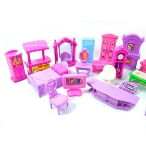 22PCS Dollhouse Play Set Plastic Furniture Miniature Rooms Baby Kids Pretend Play Toys Keenso