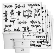 136 Garage Storage Labels for Plastic Containers, Preprinted Black Script on Clear Stickers for Organizing Bins and Boxes (Water Resistant) Talented Kitchen