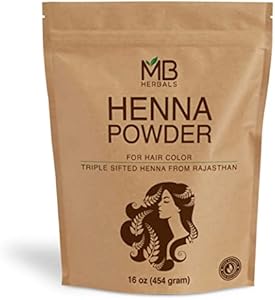 MB Herbals 100% Pure & Natural Henna Powder, 8 oz (227 Gram) / 0.5 lb, For Natural Orange-Red Hair Color, Triple Sifted Henna For Hair Dye, From Rajasthan India MB Herbals