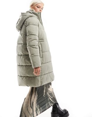 Женское длинное пуховое пальто с капюшоном Vero Moda в цвете сейдж VERO MODA