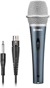 CAROL Edur-916s Dynamic Microphone with Supercardioid Pick-up, for Karaoke, Live Performances, Optimized for Vocal, Minimizes Handling Noise Sound Quality w/14.8ft XLR to 1/4"(6.35mm) Cable - Golden CAROL