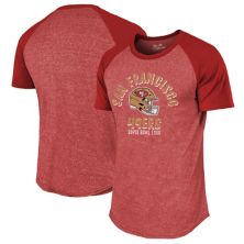 Men's Majestic Threads Scarlet San Francisco 49ers Super Bowl LVIII Tri-Blend Raglan T-Shirt Majestic Threads