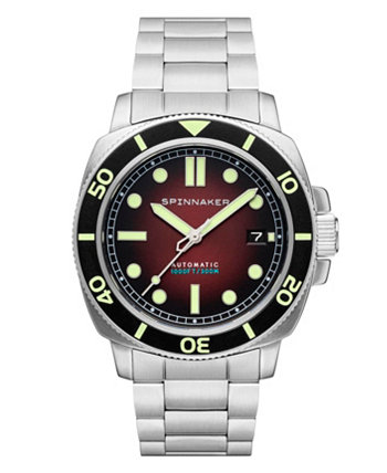 Мужские часы Hull Diver Automatic Ombre Red с серебряным браслетом из нержавеющей стали, 42 мм Spinnaker