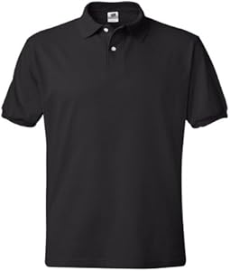 Hanes Men's Cotton-Blend EcoSmart Jersey Polo,,Black,,5XL,2PK Hanes