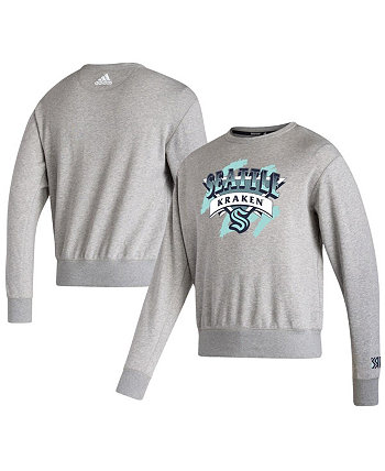 Мужская серая толстовка Seattle Kraken Reverse Retro 2.0 Vintage-Like Pullover Sweatshirt Adidas